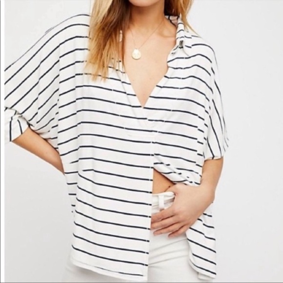 Free People Long Sleeve Can’t Fool Me Stripe Tee Top S - Picture 1 of 8